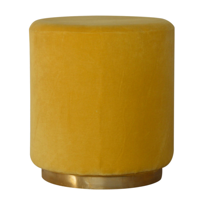 Lavender Gold Base Mustard Velvet Footstool by Lavishway | Footstool-58449