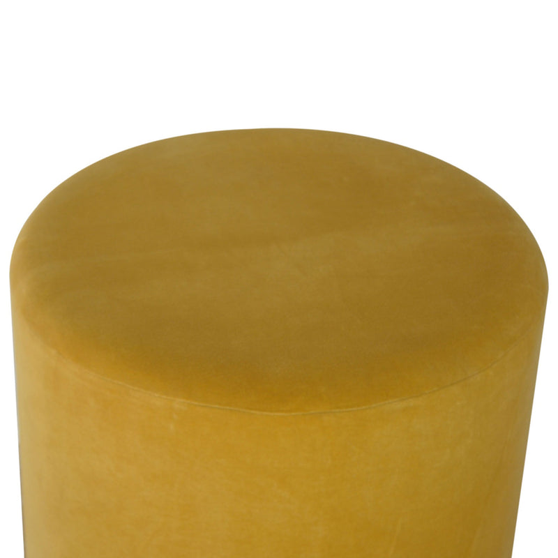 Lavender Gold Base Mustard Velvet Footstool by Lavishway | Footstool-58455