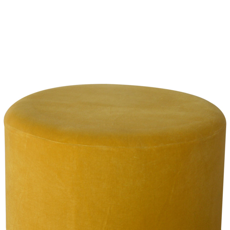 Lavender Gold Base Mustard Velvet Footstool by Lavishway | Footstool-58451