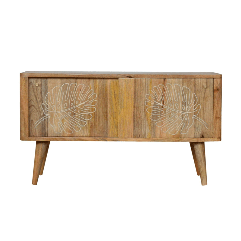 Ravicon Leaf Embossed Resin Wood Cabinet by Lavishway | Hallway Cabinets-59222