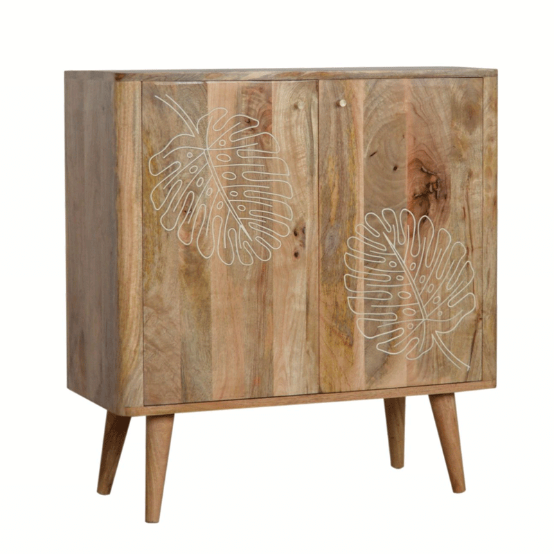 Ravicon Leaf Embossed 2 Doors Resin Cabinet by Lavishway | Hallway Cabinets-59247