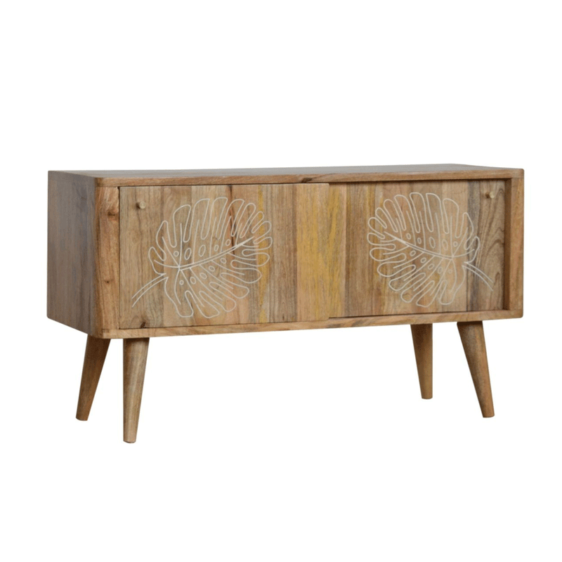 Ravicon Leaf Embossed Resin Wood Cabinet by Lavishway | Hallway Cabinets-59220