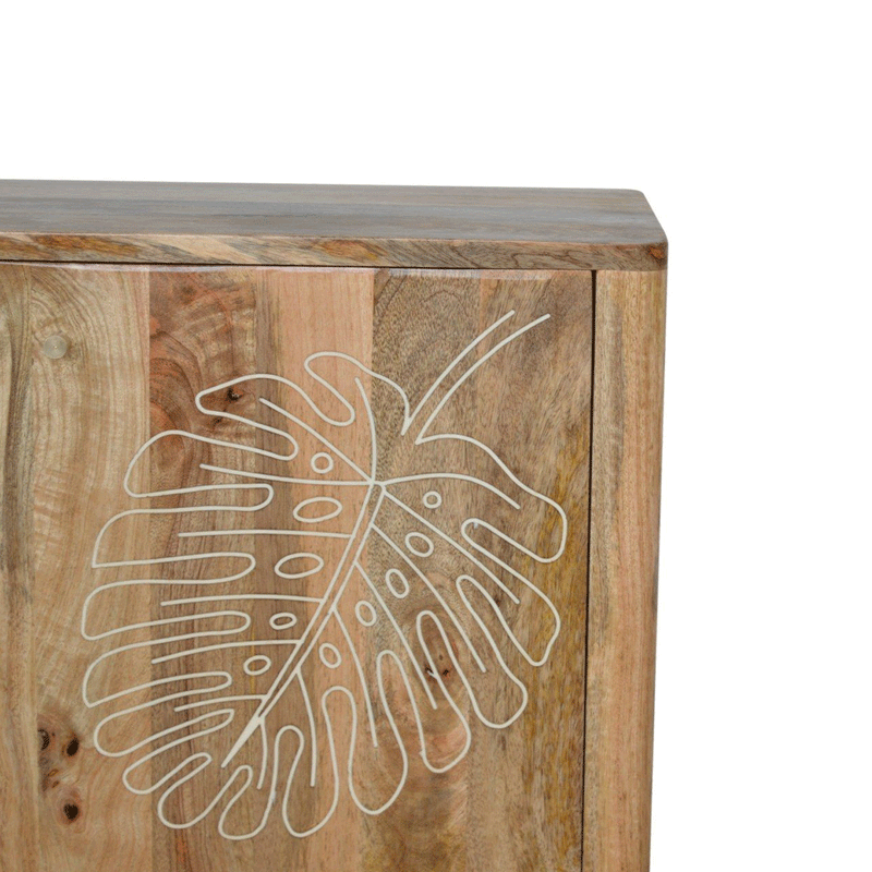 Ravicon Leaf Embossed Resin Wood Cabinet by Lavishway | Hallway Cabinets-59231