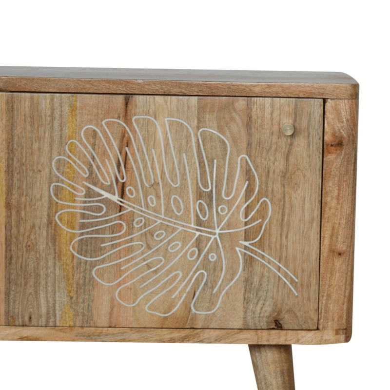 Ravicon Leaf Embossed Resin Wood Cabinet by Lavishway | Hallway Cabinets-59227