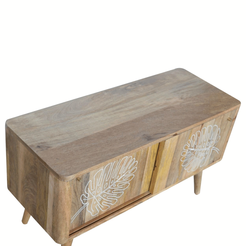 Ravicon Leaf Embossed Resin Wood Cabinet by Lavishway | Hallway Cabinets-59225