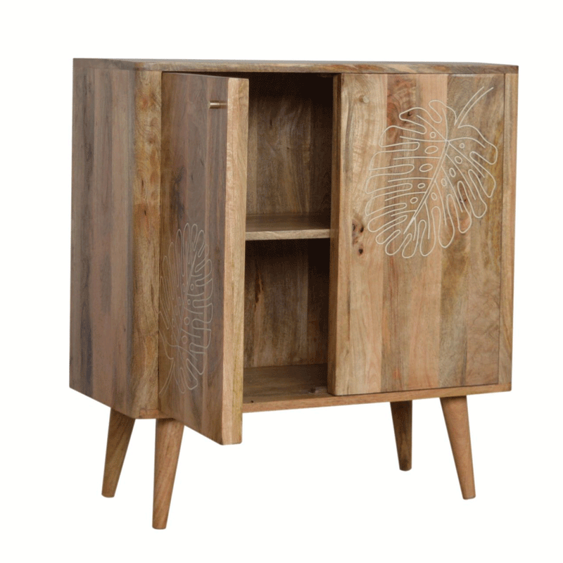 Ravicon Leaf Embossed 2 Doors Resin Cabinet by Lavishway | Hallway Cabinets-59248