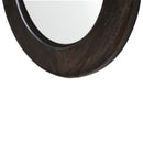 Leo Ash Black Wooden Frame Round Wall Mirror by Lavishway | Wall Mirrors-59303