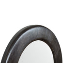 Leo Ash Black Wooden Frame Round Wall Mirror by Lavishway | Wall Mirrors-59302