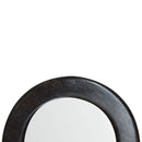 Leo Ash Black Wooden Frame Round Wall Mirror by Lavishway | Wall Mirrors-59301