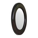 Leo Ash Black Wooden Frame Round Wall Mirror by Lavishway | Wall Mirrors-59299