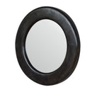 Leo Ash Black Wooden Frame Round Wall Mirror by Lavishway | Wall Mirrors-59298
