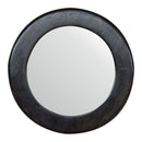Leo Ash Black Wooden Frame Round Wall Mirror by Lavishway | Wall Mirrors-59297