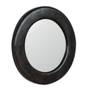 Leo Ash Black Wooden Frame Round Wall Mirror by Lavishway | Wall Mirrors-59296