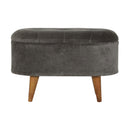 Leo Curved Grey Tweed Storage Footstool by Lavishway | Footstool-59315