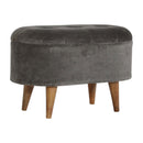 Leo Curved Grey Tweed Storage Footstool by Lavishway | Footstool-59314