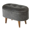 Leo Curved Grey Tweed Storage Footstool by Lavishway | Footstool-59317