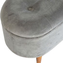 Leo Curved Grey Tweed Storage Footstool by Lavishway | Footstool-59322