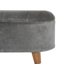 Leo Curved Grey Tweed Storage Footstool by Lavishway | Footstool-59321