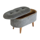Leo Curved Grey Tweed Storage Footstool by Lavishway | Footstool-59316