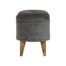 Leo Curved Grey Tweed Storage Footstool by Lavishway | Footstool-59319