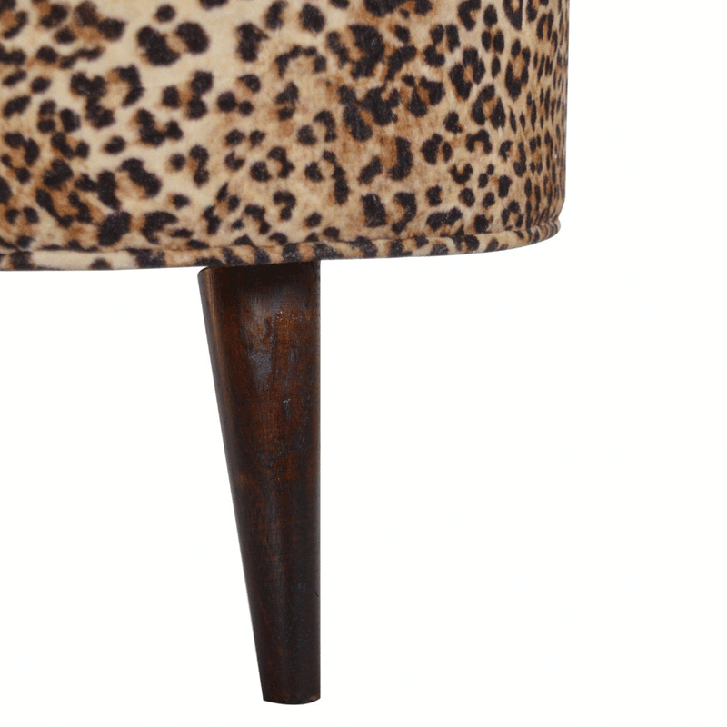 Perkins Leopard Print Velvet Footstool by Lavishway | Footstool-59121