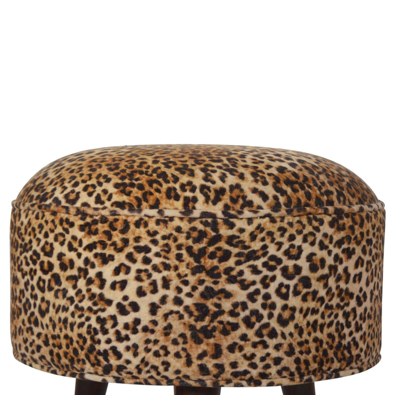 Perkins Leopard Print Velvet Footstool by Lavishway | Footstool-59124