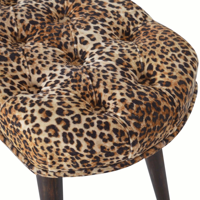 Perkins Leopard Print Velvet Bench by Lavishway | Benches & Storage Benches-59116