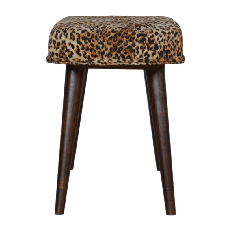 Perkins Leopard Print Velvet Bench by Lavishway | Benches & Storage Benches-59112