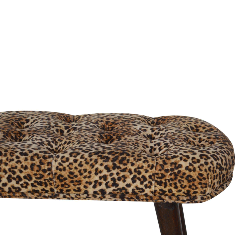 Perkins Leopard Print Velvet Bench by Lavishway | Benches & Storage Benches-59114