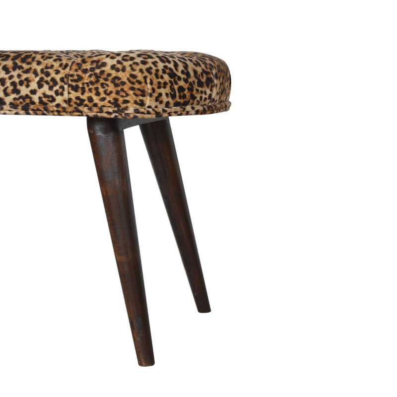 Perkins Leopard Print Velvet Bench by Lavishway | Benches & Storage Benches-59113