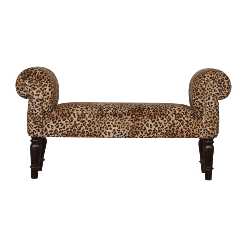 Perkins Leopard Print Velvet Dressing Bench by Lavishway | Benches & Storage Benches-59074