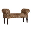 Perkins Leopard Print Velvet Dressing Bench by Lavishway | Benches & Storage Benches-59072