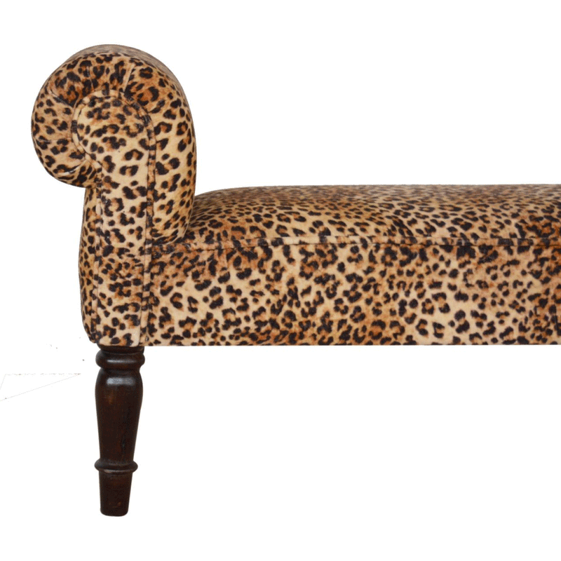 Perkins Leopard Print Velvet Dressing Bench by Lavishway | Benches & Storage Benches-59079