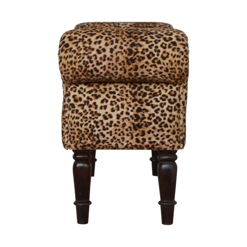 Perkins Leopard Print Velvet Dressing Bench by Lavishway | Benches & Storage Benches-59073