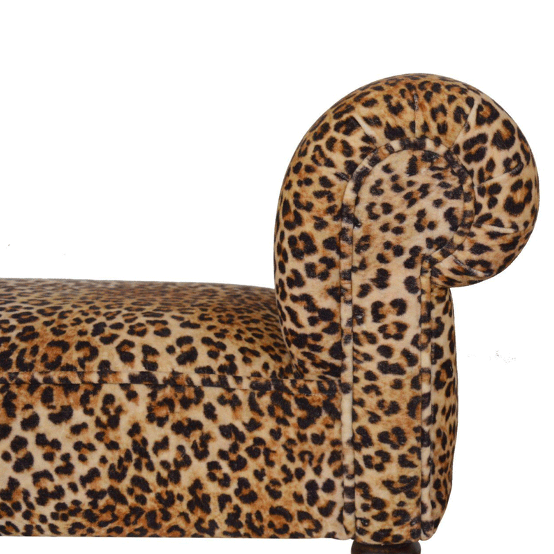 Perkins Leopard Print Velvet Dressing Bench by Lavishway | Benches & Storage Benches-59076
