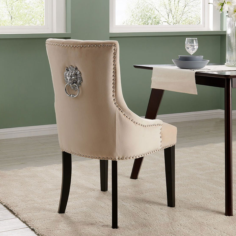 Lion Velvet upholstered Dining Chair by Lavishway | Dining Chairs-24949