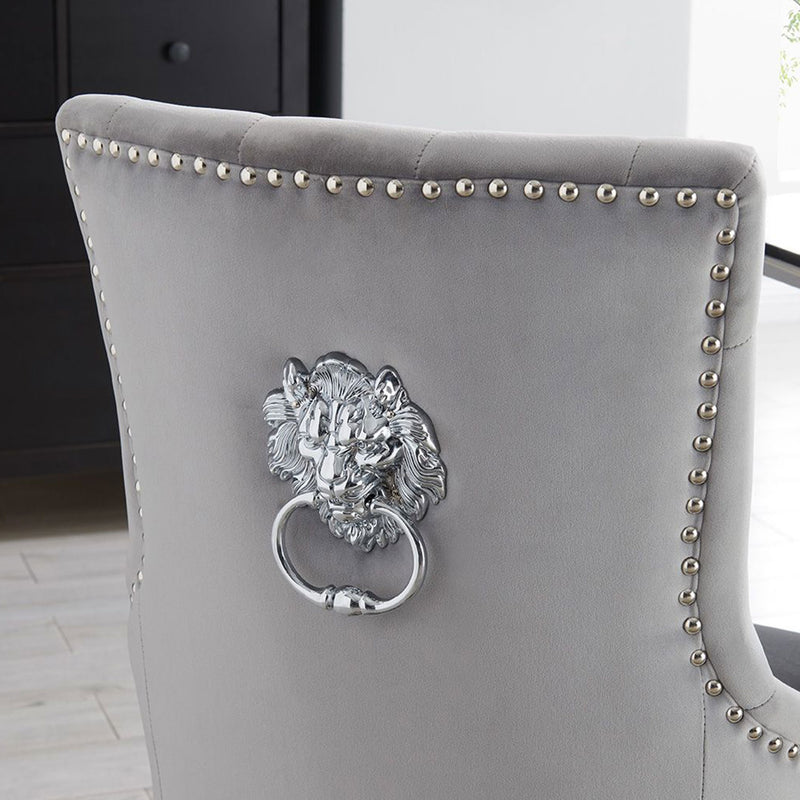 Lion Velvet upholstered Dining Chair by Lavishway | Dining Chairs-24946