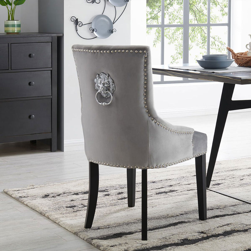 Lion Velvet upholstered Dining Chair by Lavishway | Dining Chairs-24944