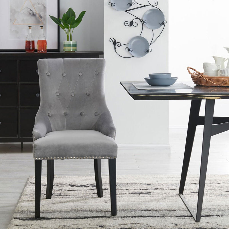 Lion Velvet upholstered Dining Chair by Lavishway | Dining Chairs-24941