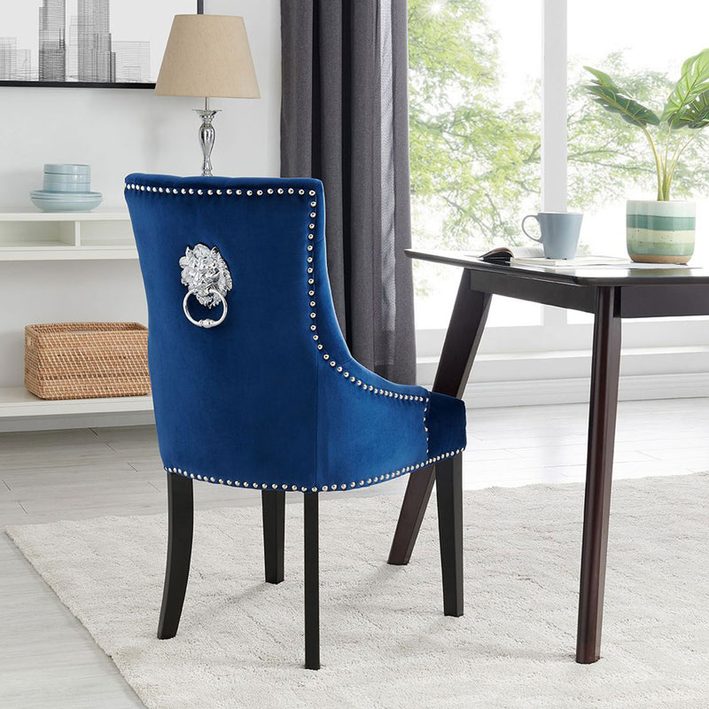 Lion Velvet upholstered Dining Chair by Lavishway | Dining Chairs-24958