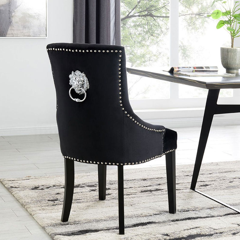 Lion Velvet upholstered Dining Chair by Lavishway | Dining Chairs-24934