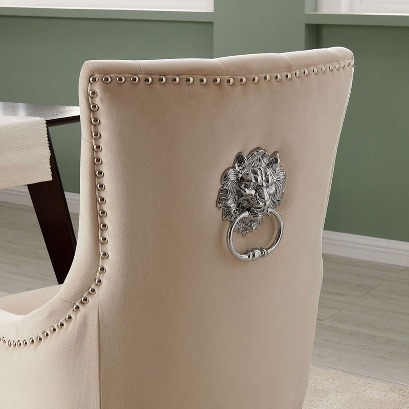 Lion Velvet upholstered Dining Chair by Lavishway | Dining Chairs-24954