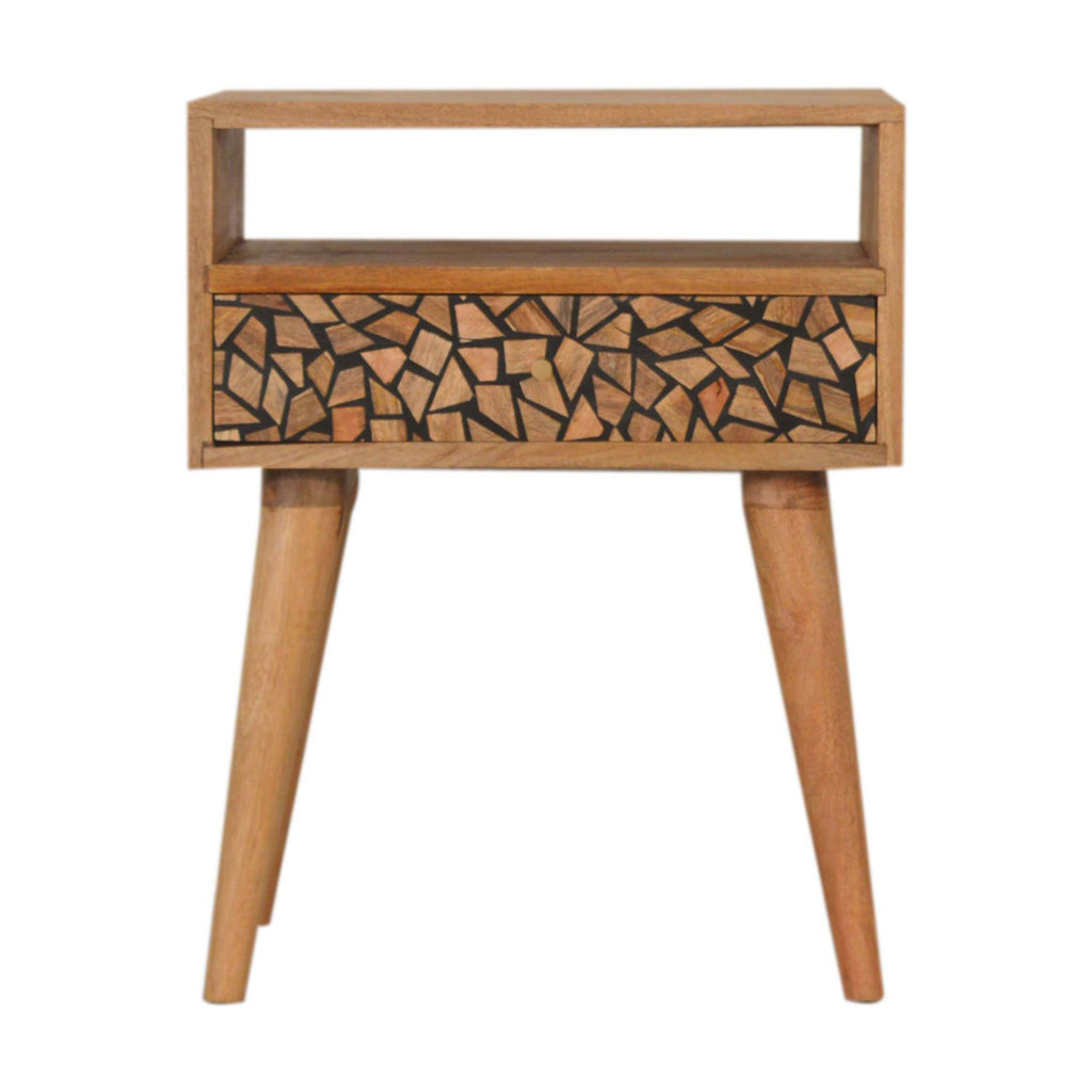 Lisbon Resin Patterned 1 Drawer Bedside Table | Lavishway UK