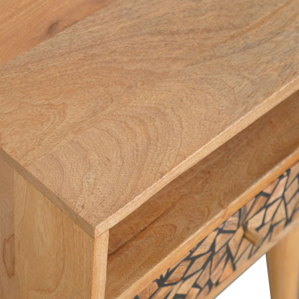 Lisbon Resin Patterned 1 Drawer Bedside Table | Lavishway UK