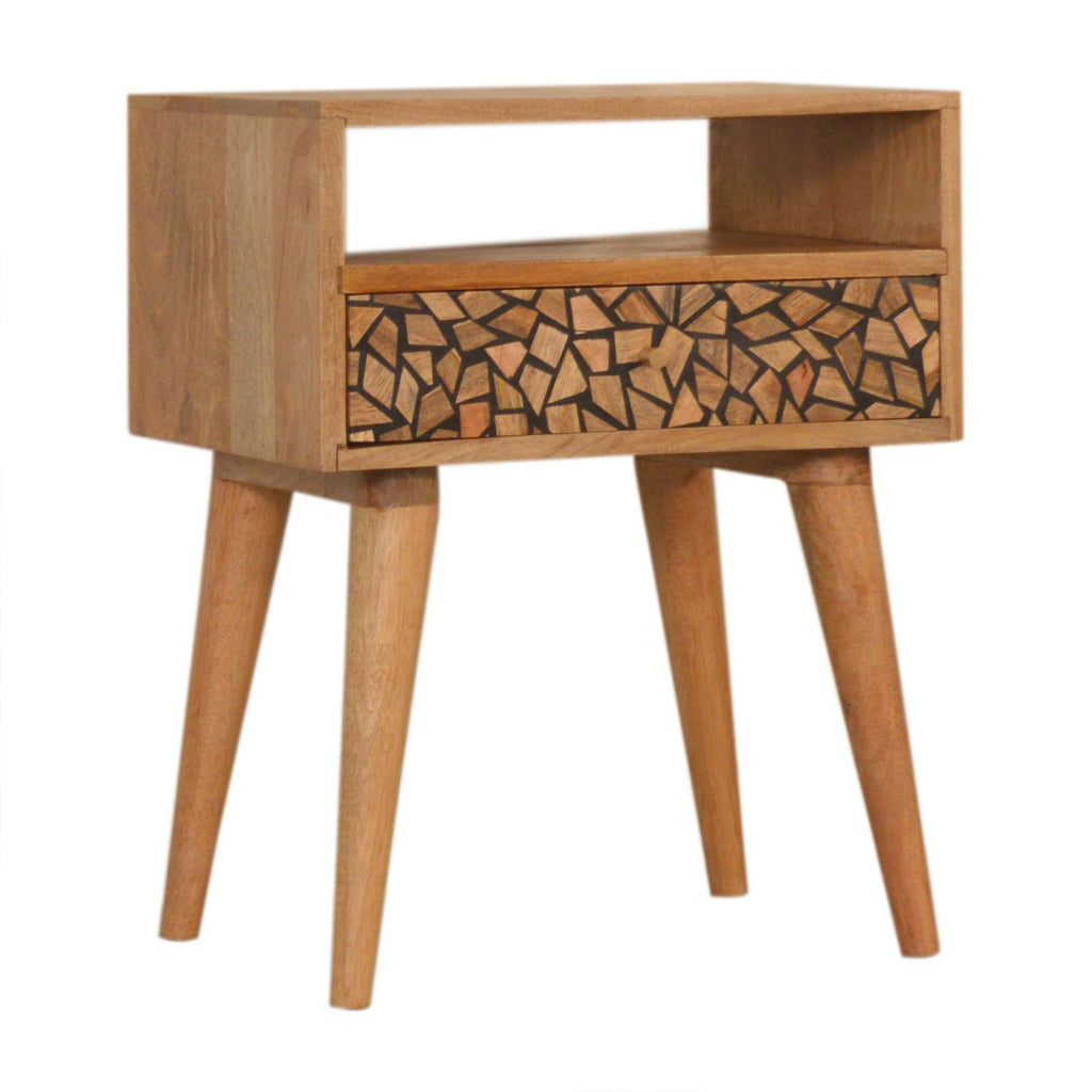 Lisbon Resin Patterned 1 Drawer Bedside Table | Lavishway UK