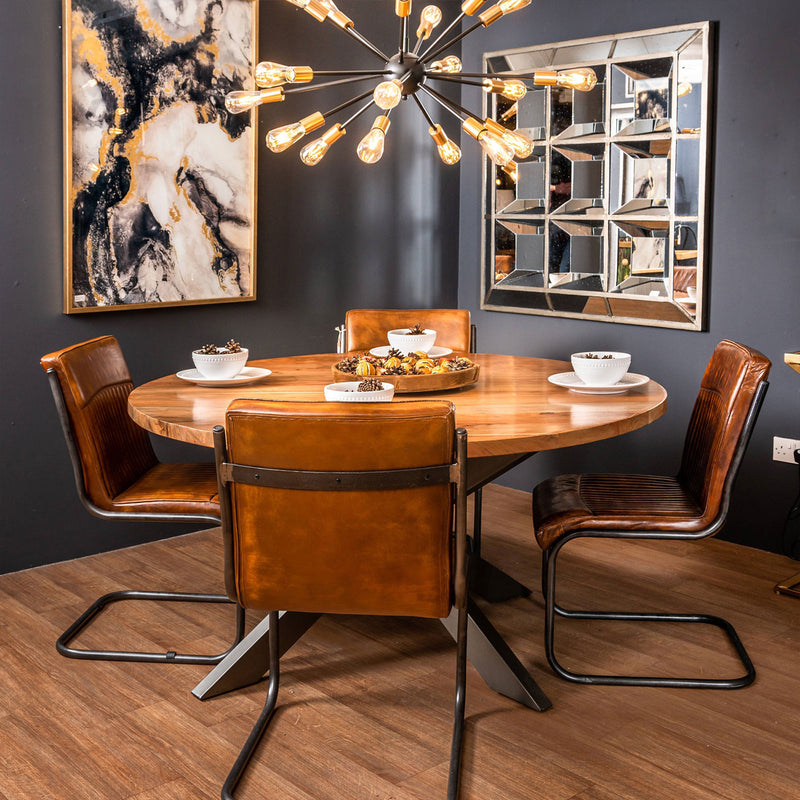 Live Edge Cross Legs Round Dining Table by Lavishway | Dining Tables-26838