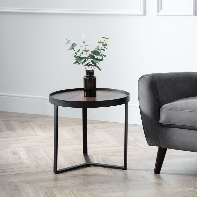 Loft Black Metal Base Lamp Table by Lavishway | Side Tables-61970