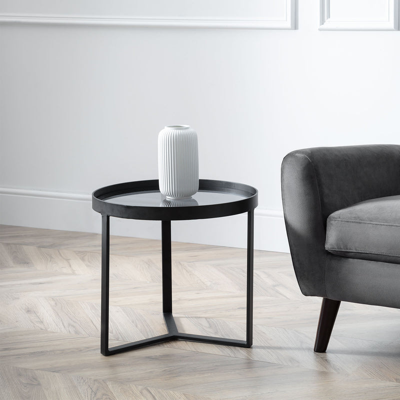 Loft Black Metal Base Lamp Table by Lavishway | Side Tables-61971