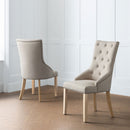 Loire Oatmeal Fabric Button Back Dining Chair by Lavishway | Dining Chairs-61950