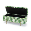 Tropical Velvet Printed Ottoman Storage by Lavishway | Benches & Storage Benches-35764